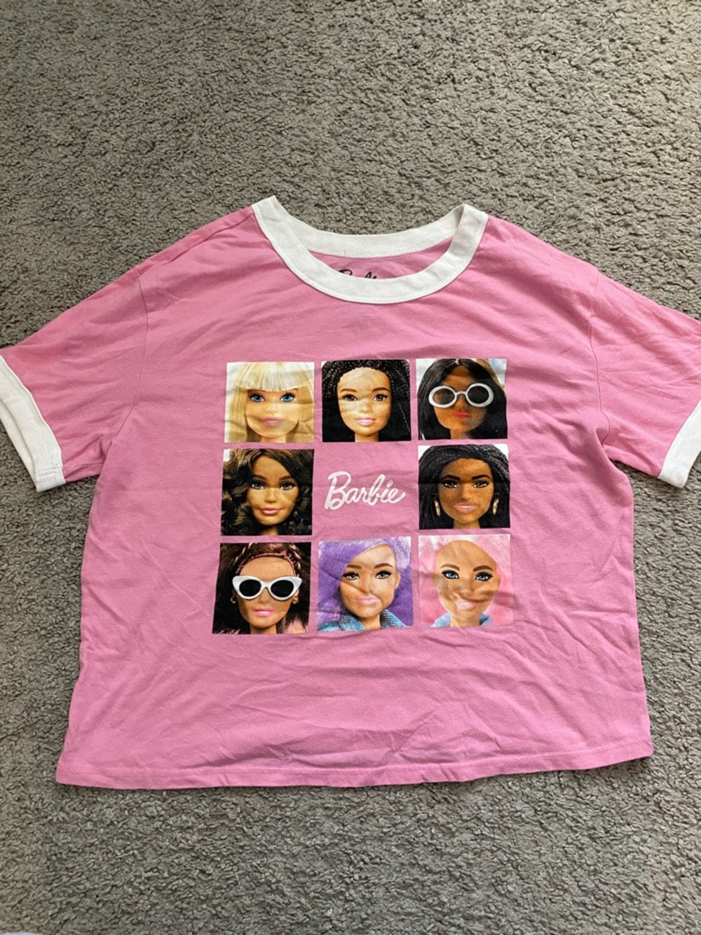 💕Girls Barbie Pink Graphic Tee with White Trim